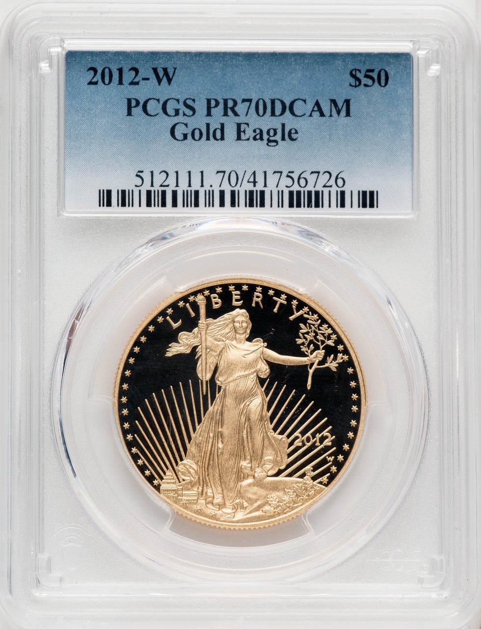 2012-W $50 One-Ounce Gold Eagle Blue Gradient PCGS PR70