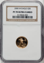 2000-W 4-Coin Set Gold American Eagle Brown Label NGC PF70