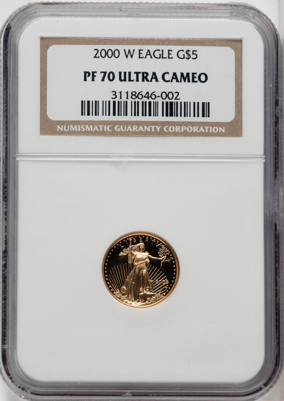 2000-W 4-Coin Set Gold American Eagle Brown Label NGC PF70
