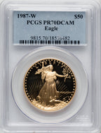 1987-W $50 One-Ounce Gold Eagle Blue Gradient PCGS PR70
