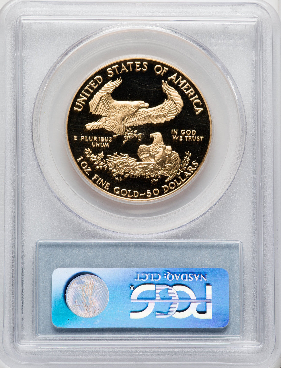 1987-W $50 One-Ounce Gold Eagle Blue Gradient PCGS PR70