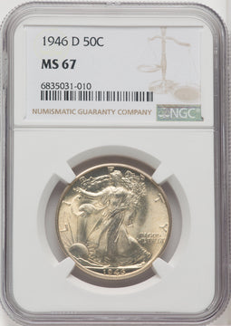1946-D 50C Walking Liberty Half Dollar NGC MS67 (765814013)