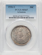1936-S 50C Arkansas Commemorative Silver PCGS MS67