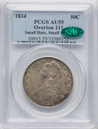 1834 50C O-111 CAC Bust Half Dollar PCGS AU55