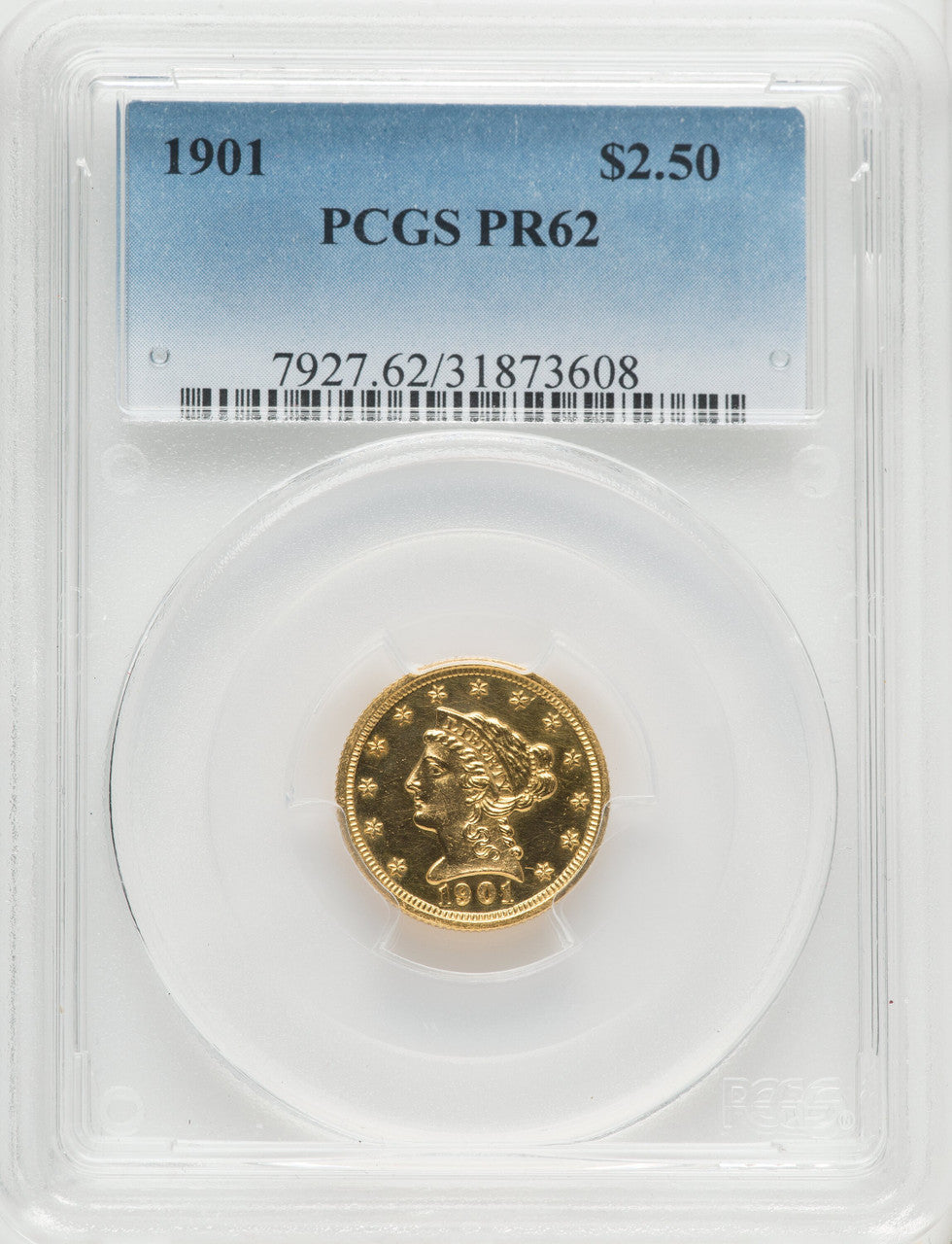 1901 $2.50 Proof Liberty Quarter Eagle PCGS PR62