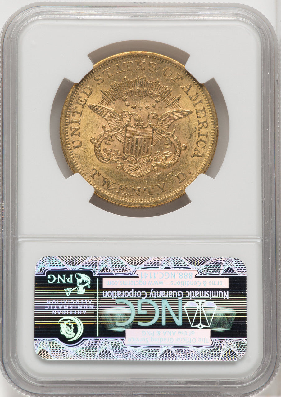 1861 $20 CAC Liberty Double Eagle NGC AU58