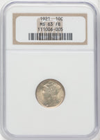 1921 10C FB Mercury Dime NGC MS63
