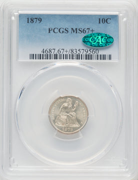 1879 10C CAC Seated Dime PCGS MS67+