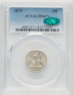 1879 10C CAC Seated Dime PCGS MS67+