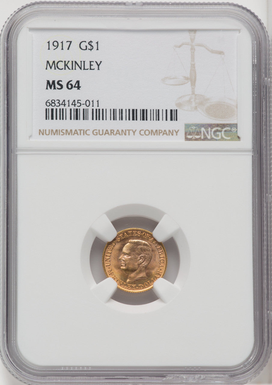 1917 G$1 McKinley Commemorative Gold NGC MS64