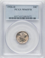 1926-D 10C FB Mercury Dime PCGS MS65