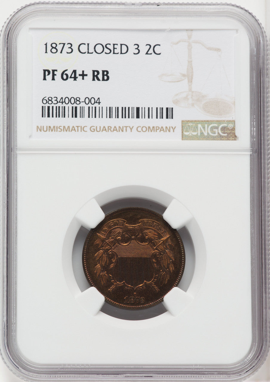 1873 2C CLOSED 3 RB Proof Two Cent Pieces NGC PR64+