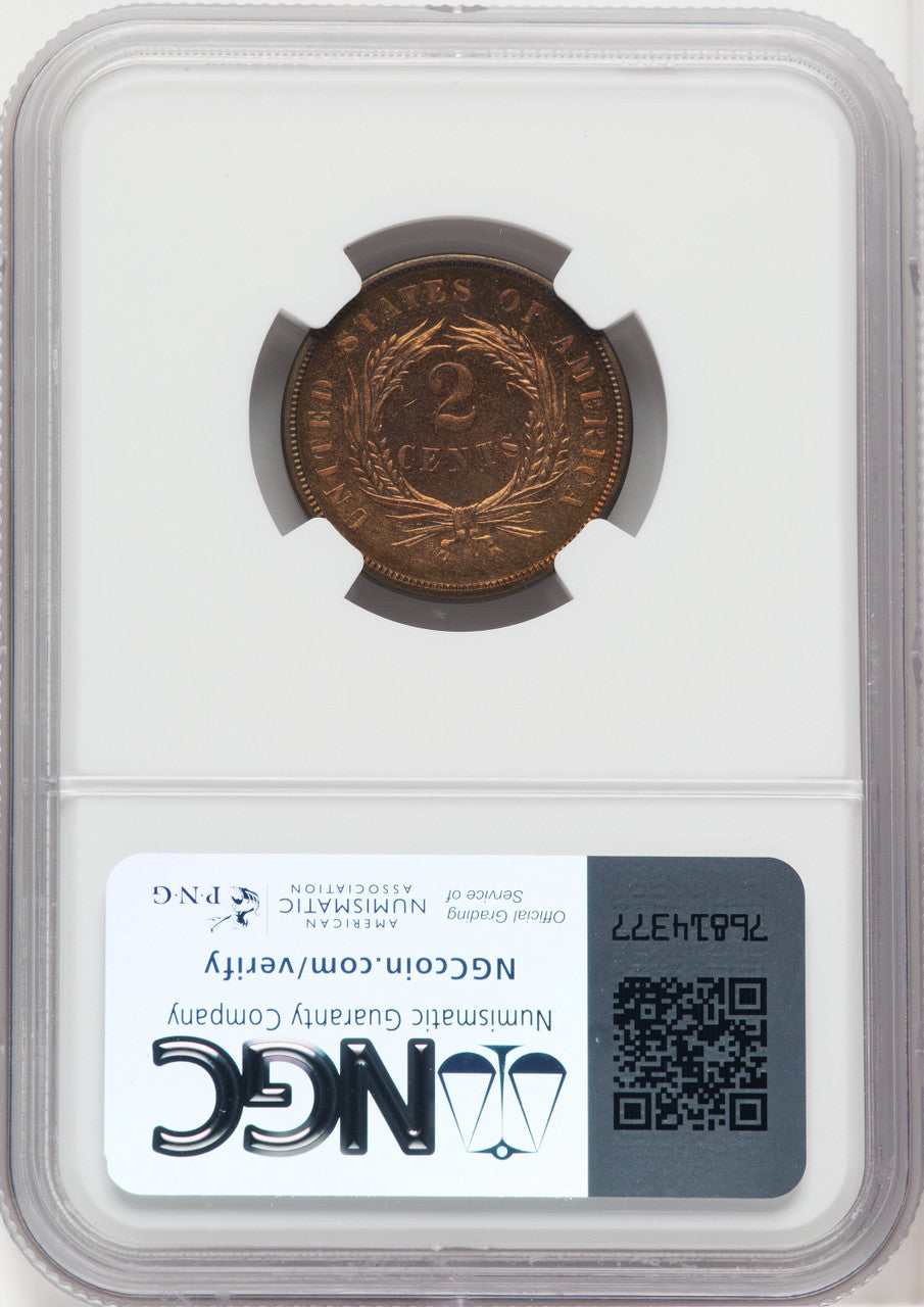1873 2C CLOSED 3 RB Proof Two Cent Pieces NGC PR64+
