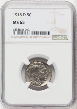 1918-D 5C Buffalo Nickel NGC MS65