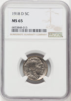1918-D 5C Buffalo Nickel NGC MS65