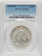 1918-D 50C Walking Liberty Half Dollar PCGS AU50