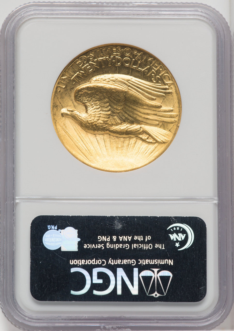 1907 $20 Flat Rim High Relief Double Eagle NGC MS65