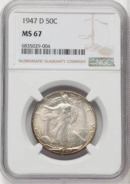 1947-D 50C Walking Liberty Half Dollar NGC MS67 (765883006)