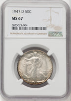 1947-D 50C Walking Liberty Half Dollar NGC MS67 (765883006)