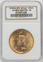 1908 NM $20 Wells Fargo Saint-Gaudens Double Eagle NGC MS68