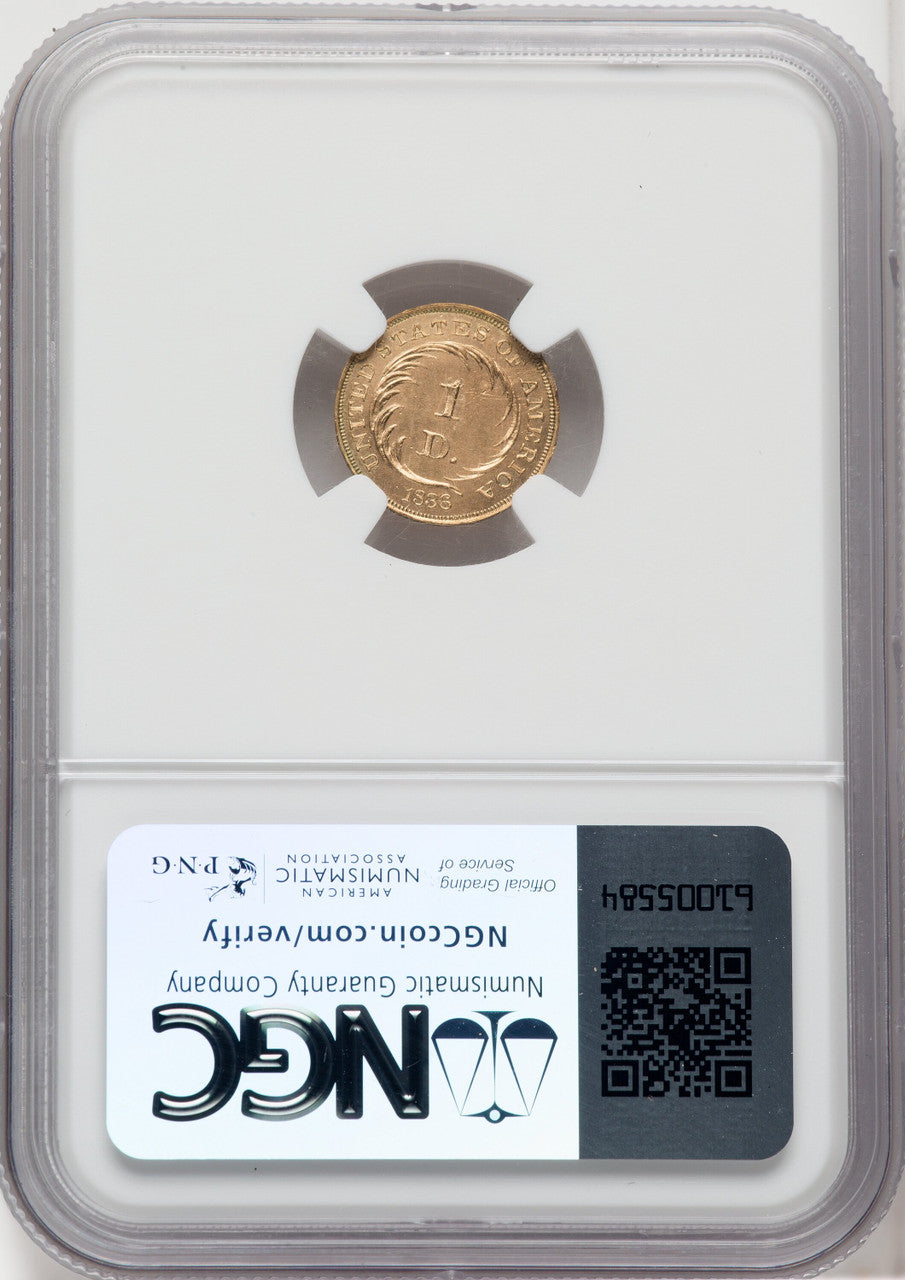 1836 Gold Dollar Judd-70 Gilt Pollock-73 Low R.7 Patterns NGC MS63