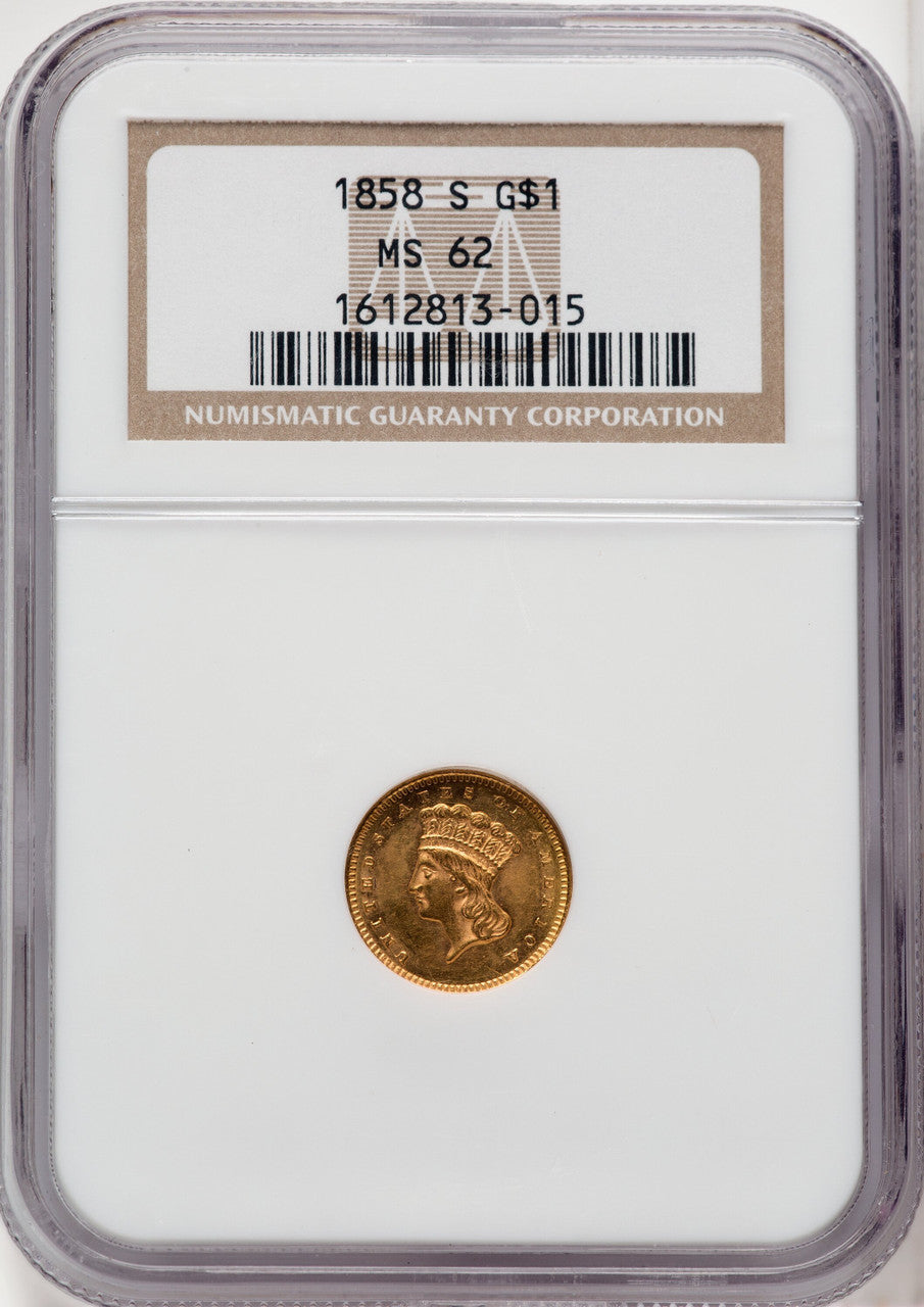 1858-S G$1 Gold Dollar NGC MS62