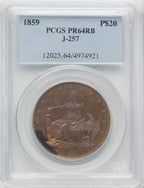 1859 P$20 J-257 RB Patterns PCGS MS64