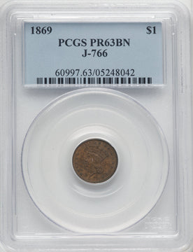 1869 G$1 J-766 BN Patterns PCGS MS63