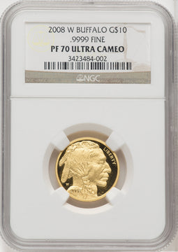 2008-W $10 Quarter-Ounce Gold Buffalo Brown Label NGC PF70 (766429002)