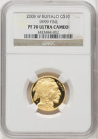 2008-W $10 Quarter-Ounce Gold Buffalo Brown Label NGC PF70 (766429002)