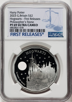 2023 G. Britain Harry Potter Hogwarts Silver Coin NGC PF69UCAM