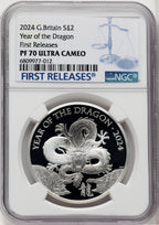 Charles III silver Proof “Year of the Dragon” 2 Pounds 2024 NGC PF70 UCAM