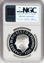 Charles III silver Proof Year of the Dragon 2 Pounds (1 oz) 2024 PR70 Ultra Cameo NGC