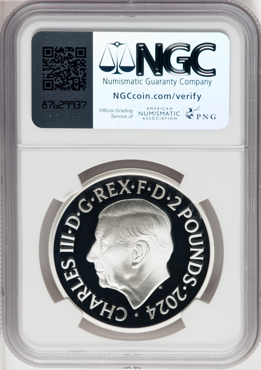 Charles III silver Proof Year of the Dragon 2 Pounds (1 oz) 2024 PR70 Ultra Cameo NGC