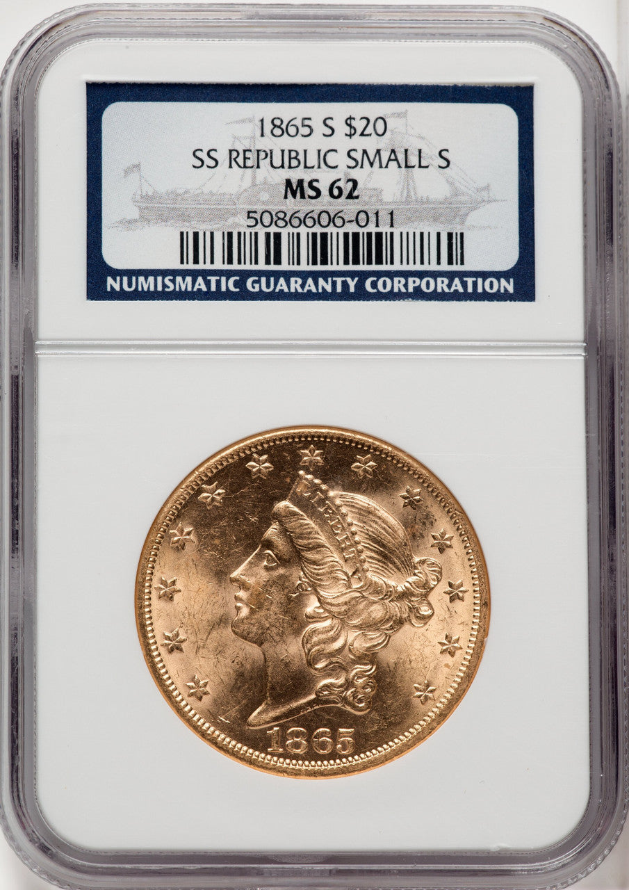 1865-S $20 Liberty Double Eagle NGC MS62