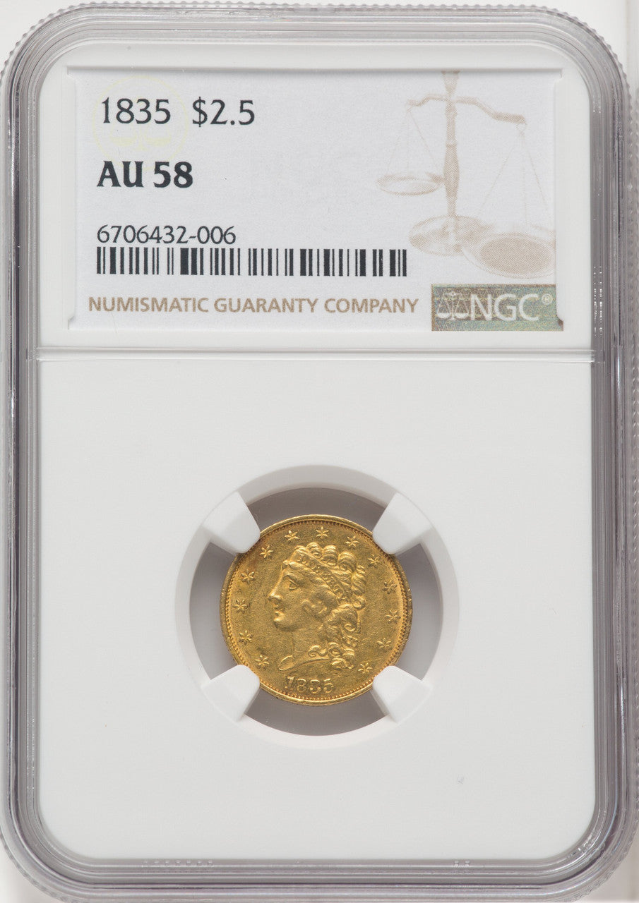 1835 $2.50 Classic Quarter Eagle NGC AU58