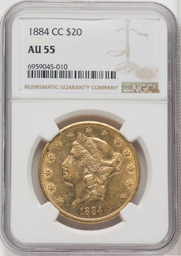 1884-CC $20 Liberty Double Eagle NGC AU55 (766550042)