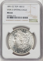 1891-CC $1 VAM-3 Spitting Eagle Morgan Dollar NGC MS64
