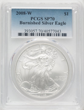2008-W S$1 Silver Eagle Burnished PCGS SP70