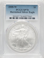 2008-W S$1 Silver Eagle Burnished PCGS SP70