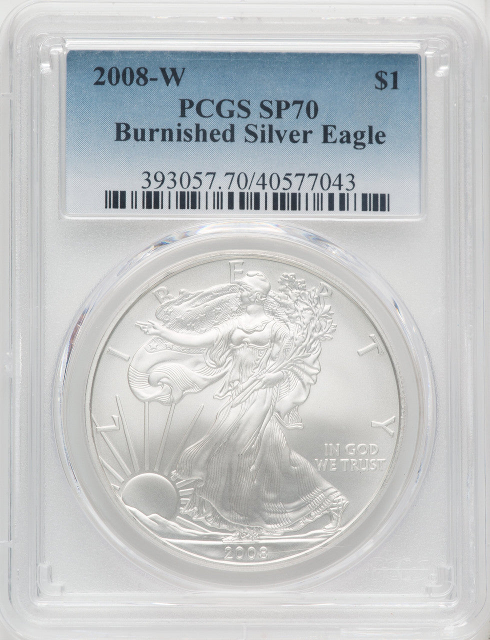 2008-W S$1 Silver Eagle Burnished PCGS SP70