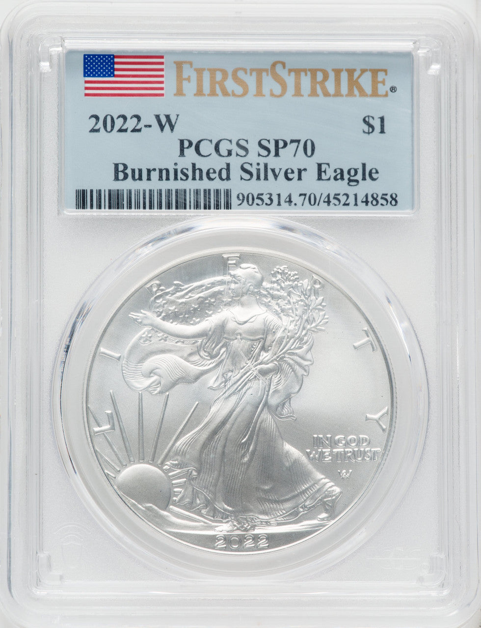 2022-W Burnished Silver Eagle First Strike PCGS SP70