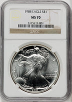 1988 $1 Silver Eagle NGC MS70
