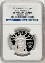 2010-W $100 One-Ounce Platinum Eagle First Strike ER Blue NGC PF70
