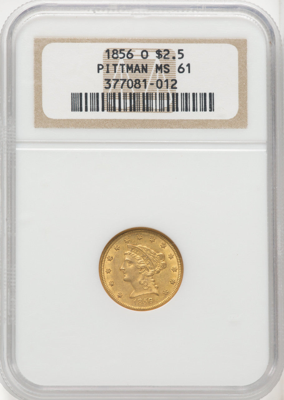 1856-O $2.50 Liberty Quarter Eagle NGC MS61