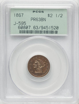 1867 $2.50 J-595 BN Patterns PCGS MS63