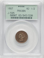 1867 $2.50 J-595 BN Patterns PCGS MS63