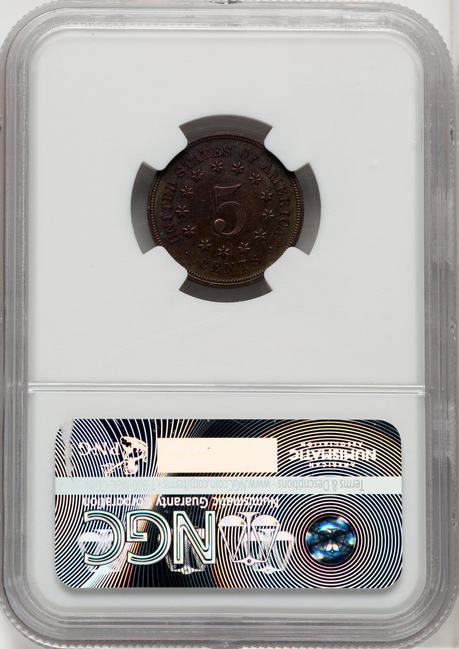 1867 5C J-573 BN Patterns NGC MS64