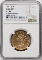 1861 $10 Judd-285 Gilt Patterns NGC MS61