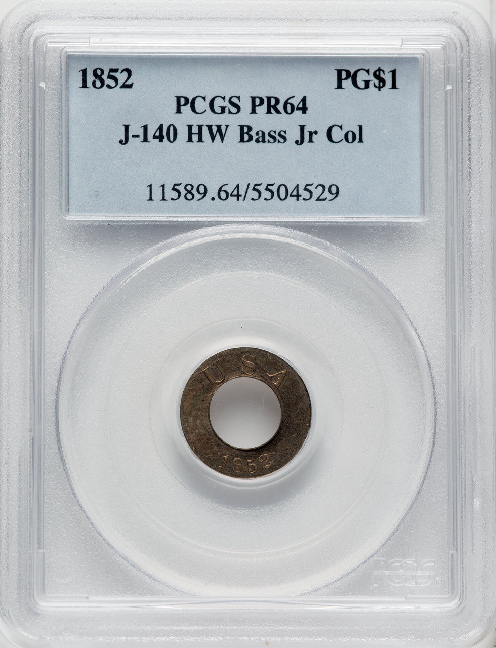 1852 Gold Dollar Judd-140 Patterns PCGS MS64